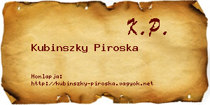 Kubinszky Piroska névjegykártya