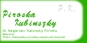 piroska kubinszky business card